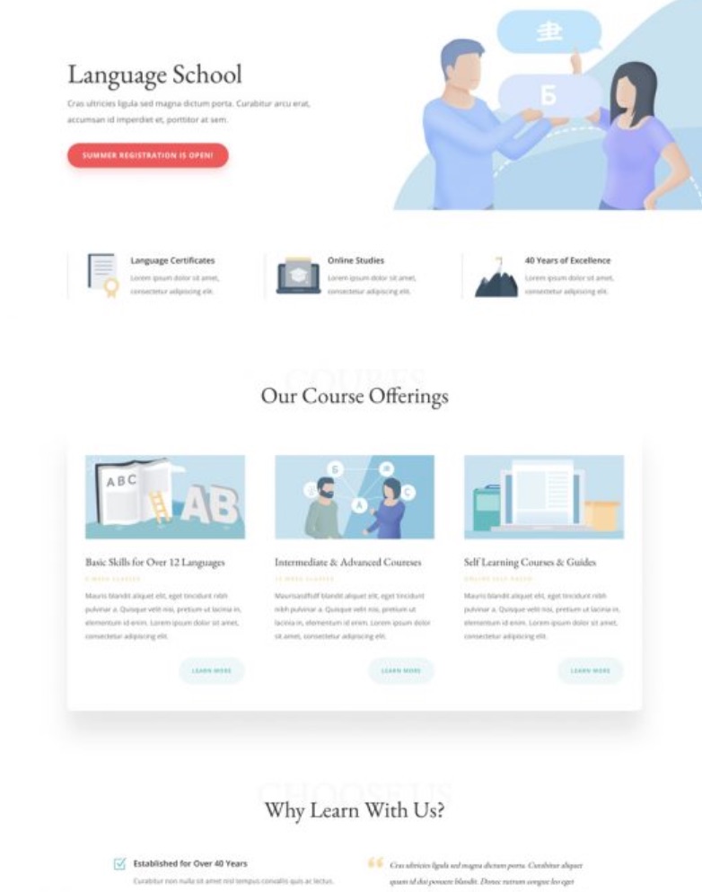 Envision Web Designers Salida - Custom Website Designs, Hosting and Organic SEO - Language School Template