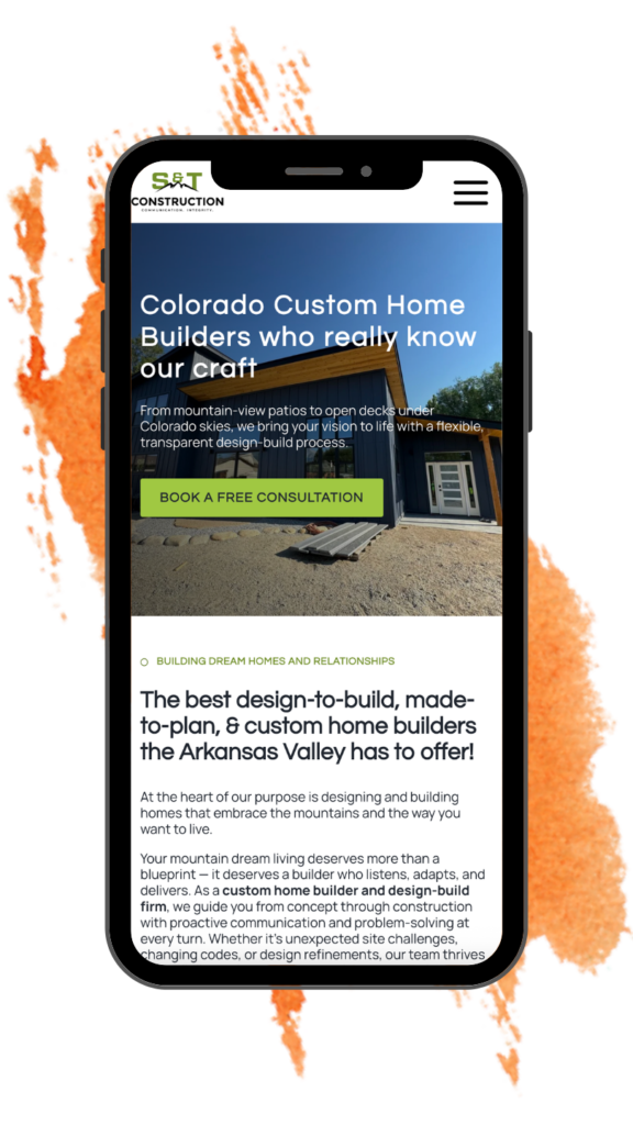 iPhone presentation of S&T Constructions website